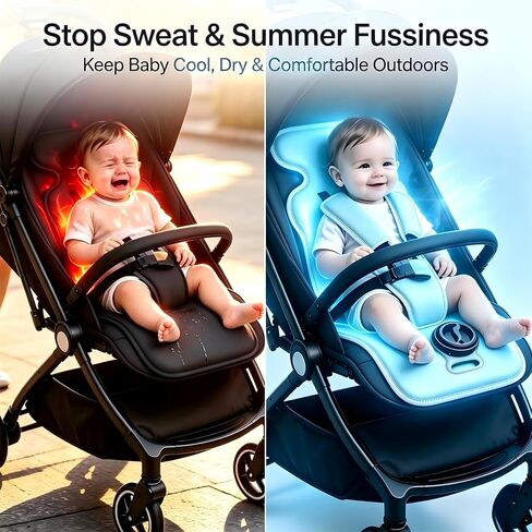 Baby Stroller Cooling Pad, Ice Water Circulation Car Seat Cooling Pad, No Fan No Noise No Battery Safe Cooling Mat, Tech Fabric Easy Clean, Universal Fit for Infant Toddler Summer Travel in Kuwait