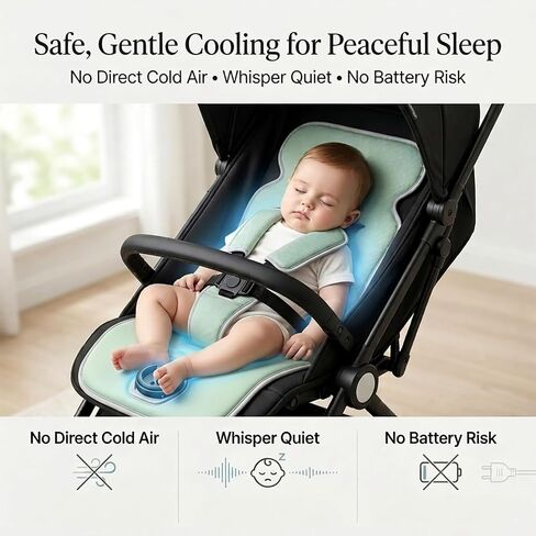 Baby Stroller Cooling Pad, Ice Water Circulation Car Seat Cooling Pad, No Fan No Noise No Battery Safe Cooling Mat, Tech Fabric Easy Clean, Universal Fit for Infant Toddler Summer Travel in Kuwait
