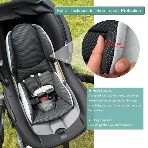 Infant Insert Compatible with Evenflo Shyft DualRide - 1:1 Fit Newborn Car Seat and Stroller Padding, Breathable 3D Mesh Support Set, Washable Head and Body Cushion in Kuwait