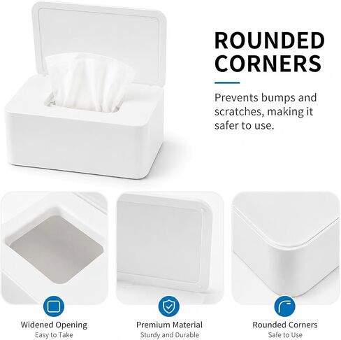 2 Pack Diaper Wipes Dispenser with Sealing Lid, Refillable Wet Wipes Container, Non-Slip Wipe Holder for Bathroom, Car & Travel, Black & White in Kuwait