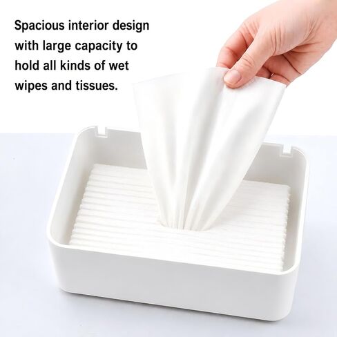 2 Pack Diaper Wipes Dispenser with Sealing Lid, Refillable Wet Wipes Container, Non-Slip Wipe Holder for Bathroom, Car & Travel, Black & White in Kuwait