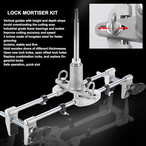 Solid Wood Mortiser Machine 430mm, 10mm Chuck, 35-100mm Door Thickness, for Lock Mortise Cutting and Jig Tool Parts (B) in Kuwait
