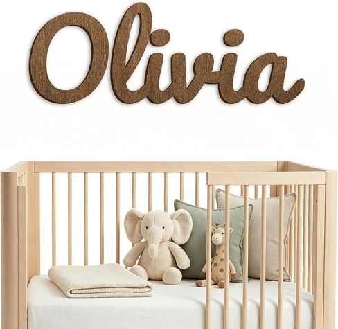 Custom Wood Baby Name Sign, Personalized Nursery Name Wall Decor with 4 Colors 8 Fonts Options,Handmade Solid Wood Name Plaque, Kids Room Door Hanger in Kuwait