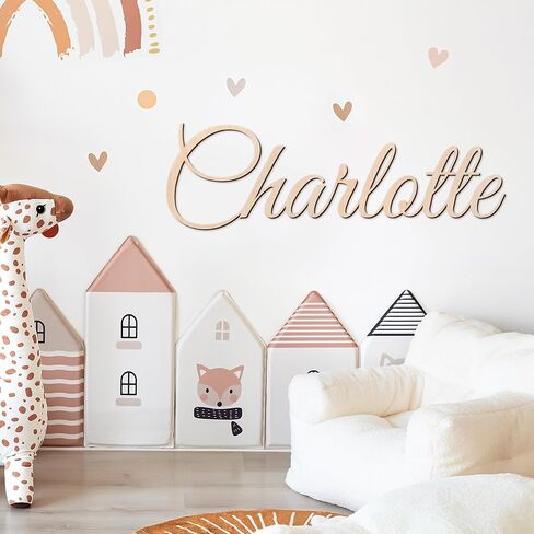 Custom Wood Baby Name Sign, Personalized Nursery Name Wall Decor with 4 Colors 8 Fonts Options,Handmade Solid Wood Name Plaque, Kids Room Door Hanger in Kuwait