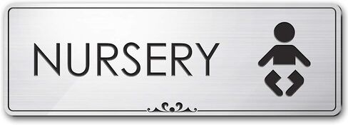 Baby Nursery Sign Nursery Mother's Room Sign, Brushed Silver, Engraved, 3" x 9", Fade Resistance, Indoor/Outdoor Use, USA MADE By My Sign Center in Kuwait