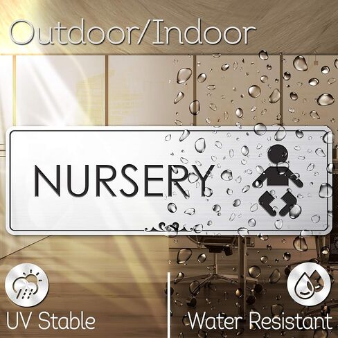Baby Nursery Sign Nursery Mother's Room Sign, Brushed Silver, Engraved, 3" x 9", Fade Resistance, Indoor/Outdoor Use, USA MADE By My Sign Center in Kuwait