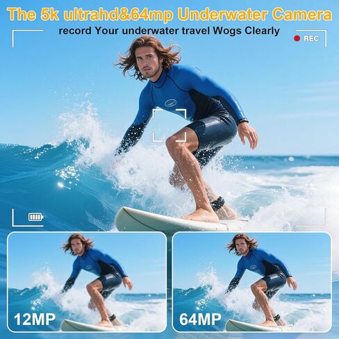 5K Underwater Camera 16FT Waterproof Camera with 32GB Card 64MP Autofocus Dual-Screen Selfie Underwater Camera for Snorkeling Waterproof Compact Floatable Digital Camera | Dual-Screen Selfie Underwater Camera for Snorkeling Waterproof Compact Floatable Di in Kuwait