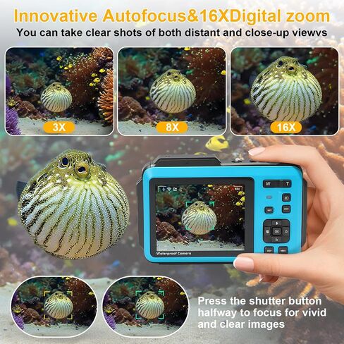 5K Underwater Camera 16FT Waterproof Camera with 32GB Card 64MP Autofocus Dual-Screen Selfie Underwater Camera for Snorkeling Waterproof Compact Floatable Digital Camera | Dual-Screen Selfie Underwater Camera for Snorkeling Waterproof Compact Floatable Di in Kuwait