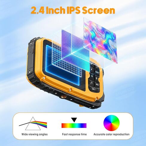 Floating Underwater Camera for Kids, Waterproof Digital Camera with 32GB Card, 48MP 4K Portable Snorkeling Camera for Pool Beach, Lightweight Rechargeable Floating Action Camera, Yellow in Kuwait