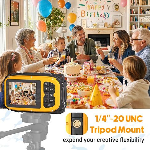 Floating Underwater Camera for Kids, Waterproof Digital Camera with 32GB Card, 48MP 4K Portable Snorkeling Camera for Pool Beach, Lightweight Rechargeable Floating Action Camera, Yellow in Kuwait