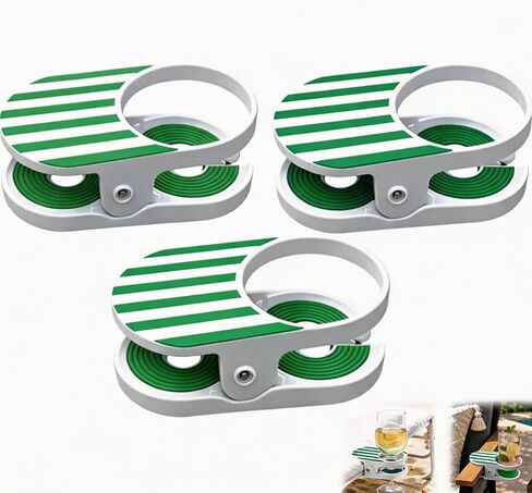 3 Clip-on Beverage Holders – securely Hold Your Drinks Anytime, Anywhere; Beach Chair Cup Holder with Clips; Portable Cup Holder; Suitable for desks and Outdoor Locations in Kuwait