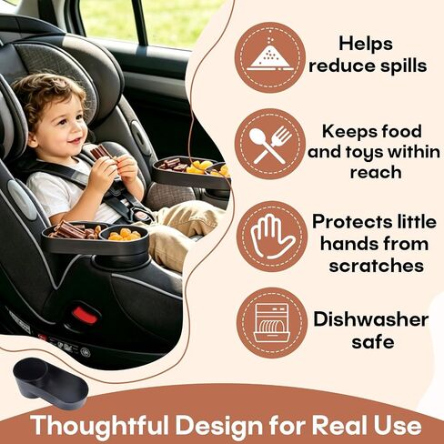 2-Pack #C6577 Child Car Seat Snack Tray with Cup Holder, Compatible with Safety 1st EverFit & Grow and Go, Cosco All-in-One, Maxi-Cosi Pria Car Seat, Dishwasher Safe, BPA-Free in Kuwait