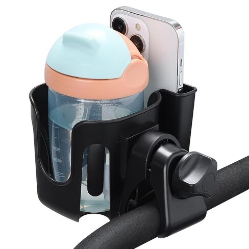 Accmor Stroller Cup Holder Accessories, Stroller Cup Holder Attachment, 360° Rotatable Clip Bottle Holder for Bike Walker Wheelchair Rollator Fits Most Cups Bottles, Black in Kuwait