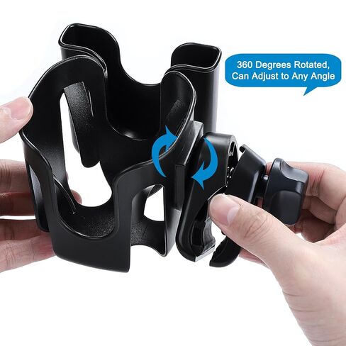 Accmor Stroller Cup Holder Accessories, Stroller Cup Holder Attachment, 360° Rotatable Clip Bottle Holder for Bike Walker Wheelchair Rollator Fits Most Cups Bottles, Black in Kuwait