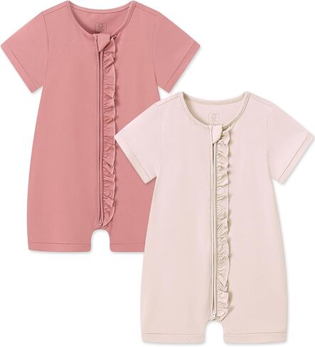 JunNeng Viscose from Bamboo Baby Sleeper, Short Sleeve Romper Jumpsuit | 2 Way YKK Zipper, Cool & Soft, 2 Pack Coverall, Breathable Summer Outfits in Kuwait