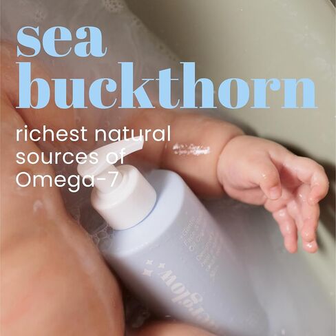 Healing Buckthorn | Baby Face & Body Wash Eczema-Prone Skin Cleansing Oil - Sea Buckthorn, Rice Bran, Sweet Almond - Gentle - Pediatrician Recommended - Fragrance-Free & Tear Free in Kuwait