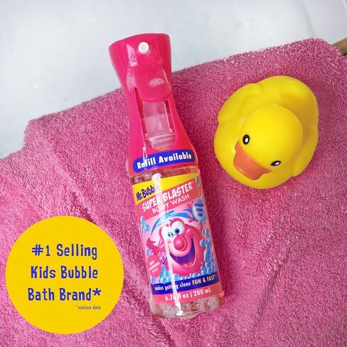Mr. Bubble Super Blaster Body Wash, Sweet Strawberry Splash Scent, Fun Body Wash Sprayer for Kids Shower and Bath, 6.76 fl oz in Kuwait