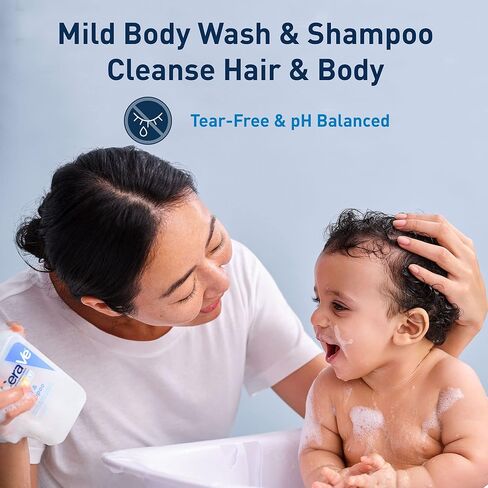 CeraVe Baby Wash & Shampoo | 2-in-1 Tear-Free Baby Wash, Paraben & Baby Cream | Gentle Moisturizing Cream with Ceramides & Baby Lotion | Gentle Baby Skin Care with Ceramides in Kuwait