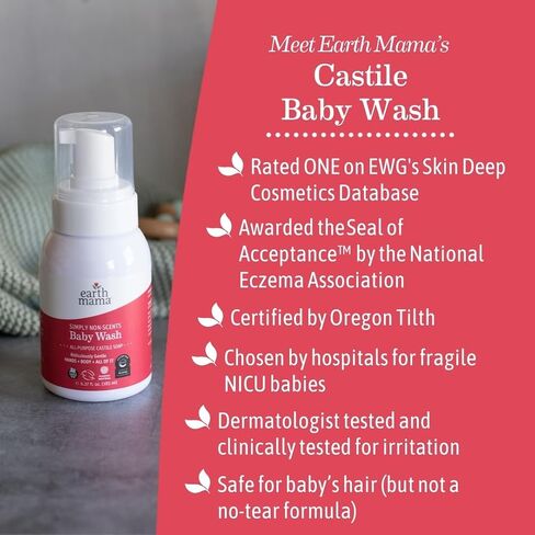 Earth Mama Simply Non-Scents Baby Wash & Lotion Bundle - Fragrance Free Castile Soap Body Wash 6.27oz + Calendula Baby Lotion 8oz - Sensitive Skin & Newborn Skin Care with Coconut Oil, Shea Butter in Saudi Arabia