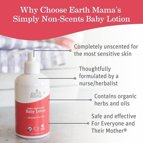 Earth Mama Simply Non-Scents Baby Wash & Lotion Bundle - Fragrance Free Castile Soap Body Wash 6.27oz + Calendula Baby Lotion 8oz - Sensitive Skin & Newborn Skin Care with Coconut Oil, Shea Butter in Saudi Arabia