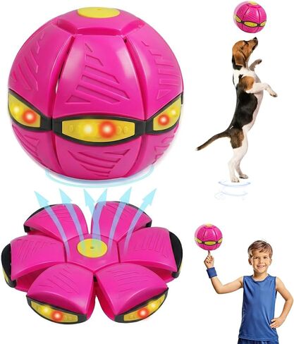 LOQOMI Magic Bouncing Ball- with 6 LED Lights2-in-1 Transforming pop up Ball(Flying Saucer & Meta Ball), Glow in The Dark Interactive Bouncy Ball for Parent-Child Play, Kids Gift (Blue) in Kuwait