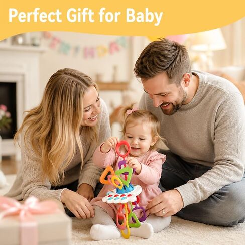 Baby Toys 6-12 Months, Montessori Silicone Pulling Toy for Babies, 6 in 1 Pull String Sensory Toy, Baby Teething Toy, Car Seat & Stroller Toys, Gift for 1 Year Old Boy Girl in Kuwait