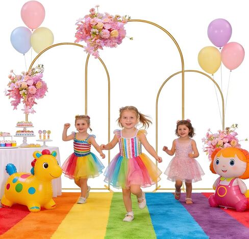 Balloon Arch Stand,Arch Backdrop Stand,Golden,Metal | 4FT+5FT+6FT,Three Storage Bags,Birthday Decorations,Party Decorations， in Kuwait