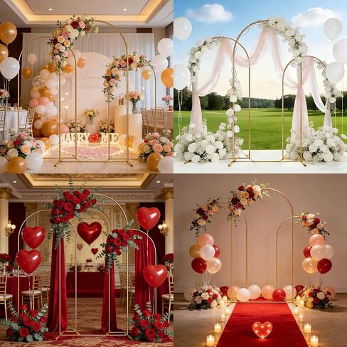 Balloon Arch Stand,Arch Backdrop Stand,Golden,Metal | 4FT+5FT+6FT,Three Storage Bags,Birthday Decorations,Party Decorations， in Kuwait