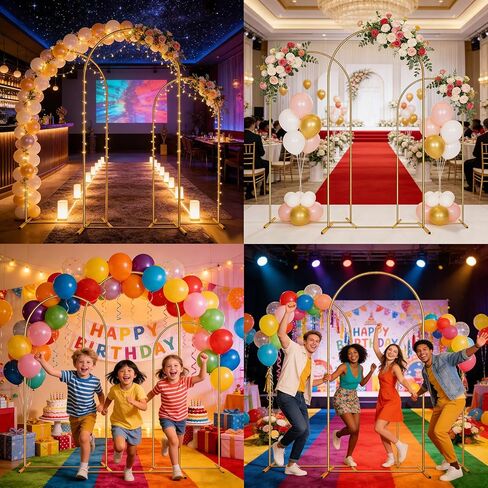 Balloon Arch Stand,Arch Backdrop Stand,Golden,Metal | 4FT+5FT+6FT,Three Storage Bags,Birthday Decorations,Party Decorations， in Kuwait