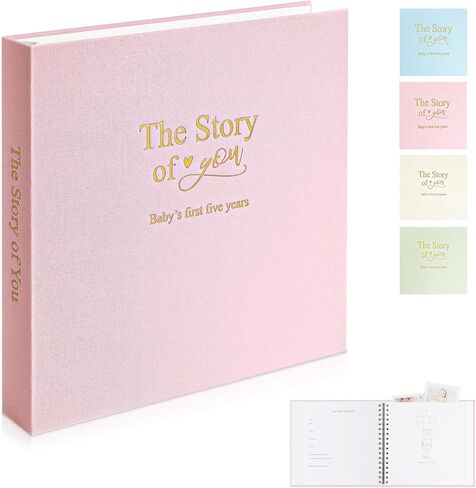1DOT2 Timeless First 5 Years Keepsake Baby Memory Book for Boy or Girl | Luxury Linen Cover, Acid Free Pages, Neutral Baby Journal, Birth to Age 5 in Kuwait
