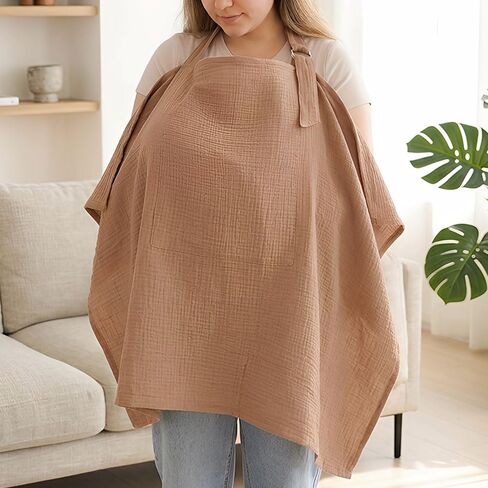 [100% Soft Breastfeeding Shawl] Pure Nursing Cover, 100% Woven, Breathable & Soft Breastfeeding Shawl, Multifunctional Stroller Sunshade, Car Seat Canopy, Mother's Privacy Apron with Anti-Exposure in Kuwait