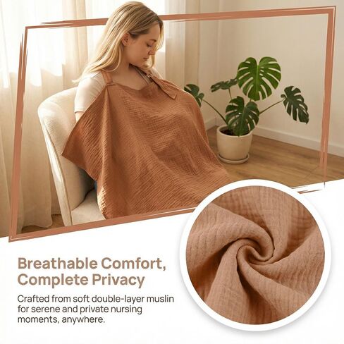 [100% Soft Breastfeeding Shawl] Pure Nursing Cover, 100% Woven, Breathable & Soft Breastfeeding Shawl, Multifunctional Stroller Sunshade, Car Seat Canopy, Mother's Privacy Apron with Anti-Exposure in Kuwait