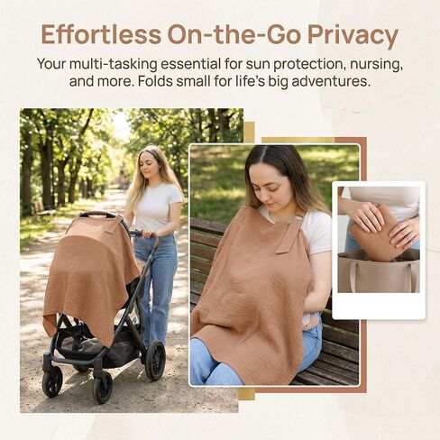 [100% Soft Breastfeeding Shawl] Pure Nursing Cover, 100% Woven, Breathable & Soft Breastfeeding Shawl, Multifunctional Stroller Sunshade, Car Seat Canopy, Mother's Privacy Apron with Anti-Exposure in Kuwait