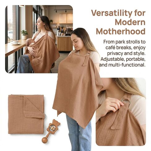 [100% Soft Breastfeeding Shawl] Pure Nursing Cover, 100% Woven, Breathable & Soft Breastfeeding Shawl, Multifunctional Stroller Sunshade, Car Seat Canopy, Mother's Privacy Apron with Anti-Exposure in Kuwait