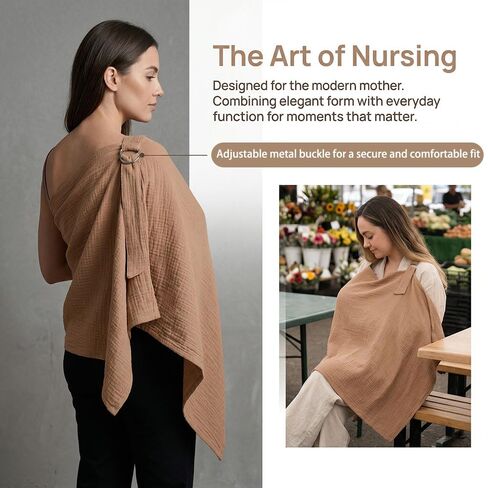 [100% Soft Breastfeeding Shawl] Pure Nursing Cover, 100% Woven, Breathable & Soft Breastfeeding Shawl, Multifunctional Stroller Sunshade, Car Seat Canopy, Mother's Privacy Apron with Anti-Exposure in Kuwait