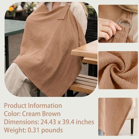 [100% Soft Breastfeeding Shawl] Pure Nursing Cover, 100% Woven, Breathable & Soft Breastfeeding Shawl, Multifunctional Stroller Sunshade, Car Seat Canopy, Mother's Privacy Apron with Anti-Exposure in Kuwait