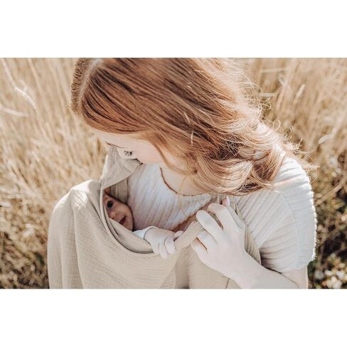 Muslin Nursing Cover for Baby Breastfeeding, Breathable 100% Cotton Breastfeeding Cover with Rigid Hoop for Mother Nursing Apron, Multi-use Carseat Canopy (Summer Wheat) in Kuwait