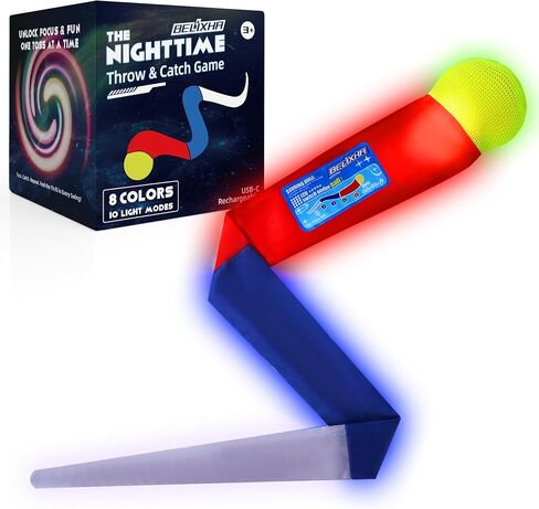 LED Glow Ball for Kids Tail Toys for Outdoor Games | Rechargeable Light Up Foam Ball Toys for Catch & Backyard Night Play - Fun Birthday Gifts for Boys Girls Ages 3 4 5 6 7 8 in Kuwait