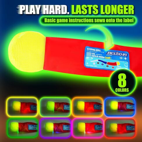 LED Glow Ball for Kids Tail Toys for Outdoor Games | Rechargeable Light Up Foam Ball Toys for Catch & Backyard Night Play - Fun Birthday Gifts for Boys Girls Ages 3 4 5 6 7 8 in Kuwait