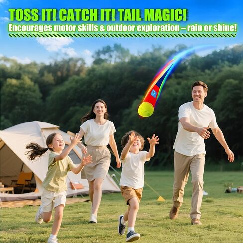 LED Glow Ball for Kids Tail Toys for Outdoor Games | Rechargeable Light Up Foam Ball Toys for Catch & Backyard Night Play - Fun Birthday Gifts for Boys Girls Ages 3 4 5 6 7 8 in Kuwait