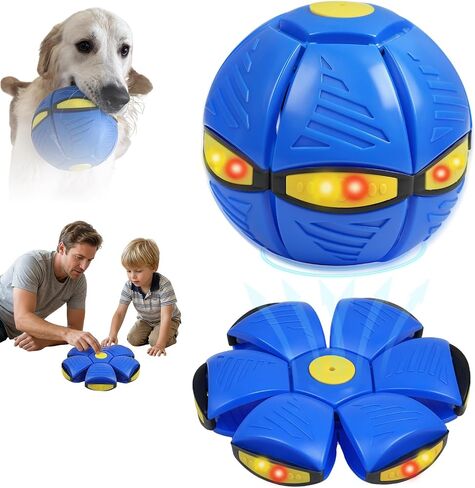 Magic Bouncing Ball 6LED Transforming Disc for Kids Indoor Outdoor | Instantly transforms from bouncy ball to flying disc. 6 LED lights auto-activate on impact. Soft TPE safe for kids & floors in Kuwait