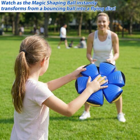 Magic Bouncing Ball 6LED Transforming Disc for Kids Indoor Outdoor | Instantly transforms from bouncy ball to flying disc. 6 LED lights auto-activate on impact. Soft TPE safe for kids & floors in Kuwait