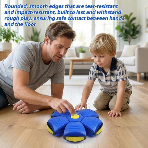 Magic Bouncing Ball 6LED Transforming Disc for Kids Indoor Outdoor | Instantly transforms from bouncy ball to flying disc. 6 LED lights auto-activate on impact. Soft TPE safe for kids & floors in Kuwait