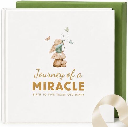 Baby Memory Book with Keepsake Box and Ink Pad, First 5 Years | 105 guided pages with photo spaces, ribbon, and clean-touch ink pad for baby handprints and footprints in Kuwait