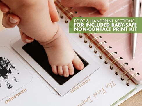 Baby Memory Book with Keepsake Box and Ink Pad, First 5 Years | 105 guided pages with photo spaces, ribbon, and clean-touch ink pad for baby handprints and footprints in Kuwait