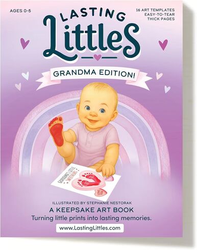 Lasting Littles Grandma Edition | Baby Toddler Handprint & Footprint Keepsake Book, Grandparent Gift, Baby Shower, Mothers Day, New Parent, Preschool Craft *Paints Not Included* in Kuwait