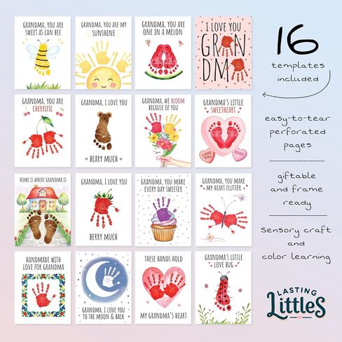 Lasting Littles Grandma Edition | Baby Toddler Handprint & Footprint Keepsake Book, Grandparent Gift, Baby Shower, Mothers Day, New Parent, Preschool Craft *Paints Not Included* in Kuwait