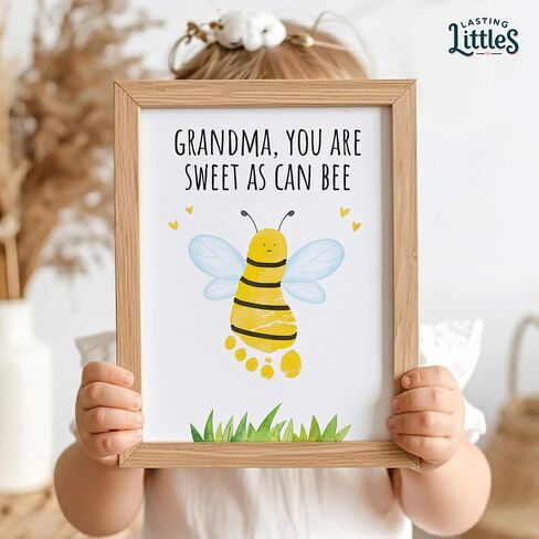 Lasting Littles Grandma Edition | Baby Toddler Handprint & Footprint Keepsake Book, Grandparent Gift, Baby Shower, Mothers Day, New Parent, Preschool Craft *Paints Not Included* in Kuwait