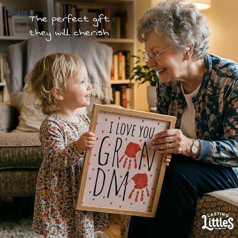 Lasting Littles Grandma Edition | Baby Toddler Handprint & Footprint Keepsake Book, Grandparent Gift, Baby Shower, Mothers Day, New Parent, Preschool Craft *Paints Not Included* in Kuwait