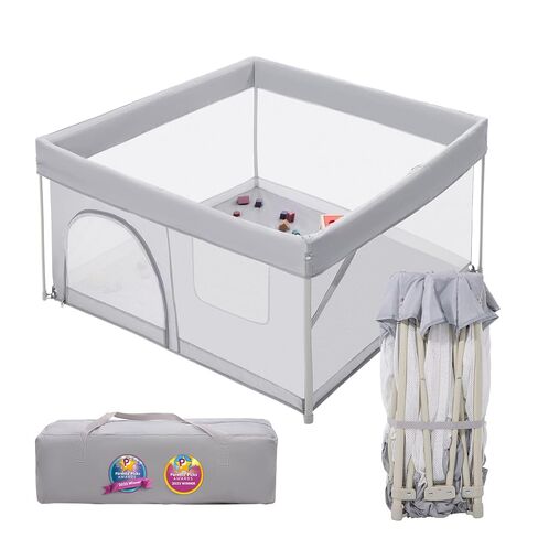Babelio Foldable Baby Playpen with Mat, 46" × 46" Snap-Play Portable Playard for Babies and Toddlers, Parents' Picks Awards Winner, Indoor & Outdoor Kids Safety Play Pen Area, Travel Fence, Grey in Kuwait